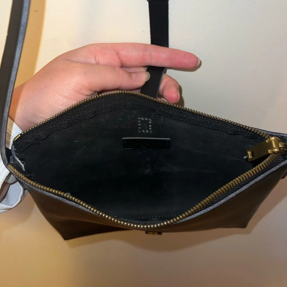 J.Crew Black Leather Parker Crossbody Bag
